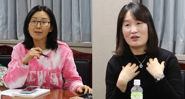 학부모 강은하(왼쪽) 박수경씨. 미디어제주