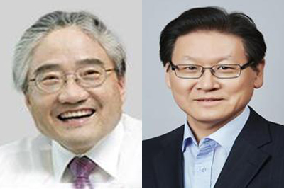 신임 고충석 국제평화재단 이사장(왼쪽)과 김봉현 제주평화연구원 원장.