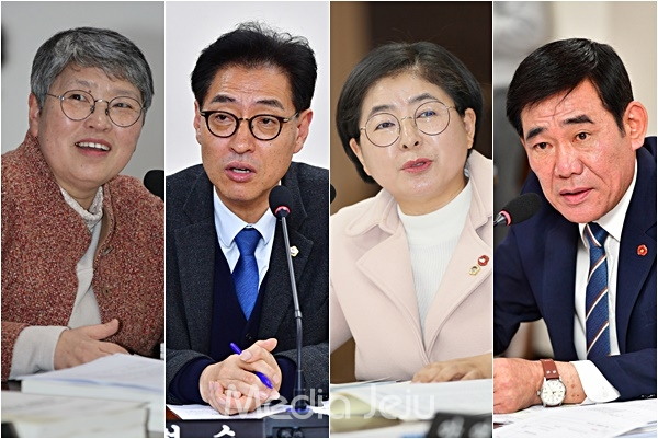 사진 왼쪽부터 제주도의회 고은실 의원, 고현수 의원, 김경미 의원, 박호형 의원. © 미디어제주