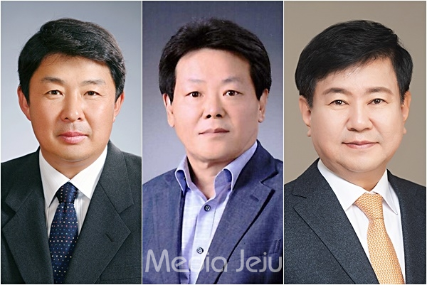 사진 왼쪽부터 임형문 예비후보, 허용진 예비후보(이상 자유한국당), 무소속 강경필 예비후보. © 미디어제주