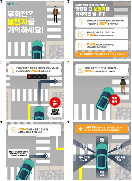 보행자를 보호하는 우회전 통행방법 카드뉴스/자료=도로교통공단