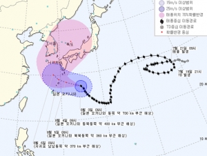 제5호 태풍 '노루' 6일 서귀포 남동쪽 해상 접근한다