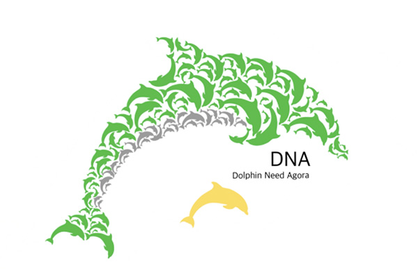서귀포여고 학생들이 만든 사회적 기업인 'DNA'의 로고. 이 로고를 활용해 핀배지도 제작 중이다. 학생들은 제품 판매 등을 통해 얻은 수익금을 제주남방큰돌고래 보호를 위해 기부할 방침이다.